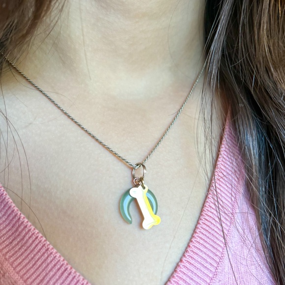 Green Aventurine and Bone Charms , Dog Charms, Gifts, Crystals - Green - Picture 4 of 6